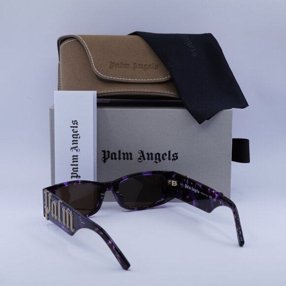 Palm Angels PERI007 ANGEL 3464 Rectangle Sunglasses - Havana Purple/Brown - Picture 7 of 11